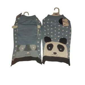 Blue Panda Pom Pom Polka Dots Knit Sweater Dog Pet Size Large New Fashion